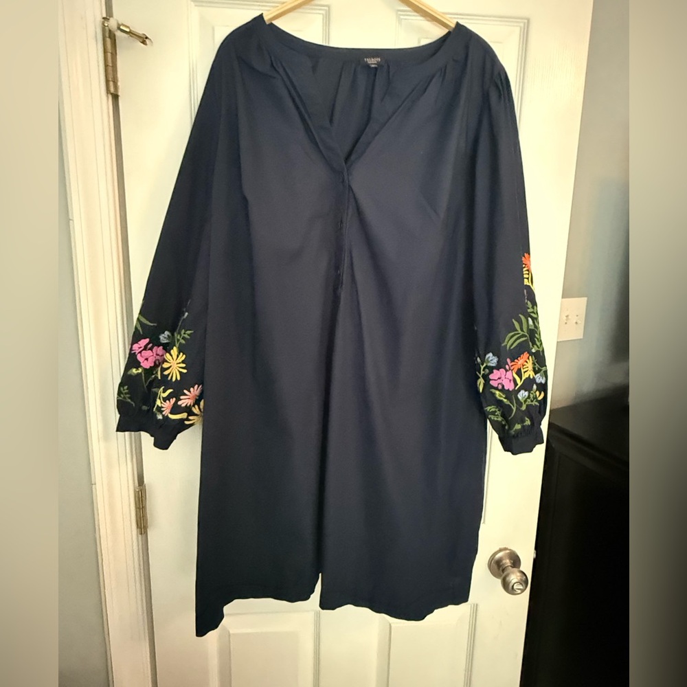 Talbots Plus embroidered poplin shirt dress 3X petite